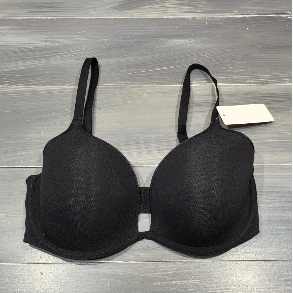 b.tempt'd by Wacoal Plunge T-Shirt Bra Cotton Blend To A Tee 953272 Black 32D